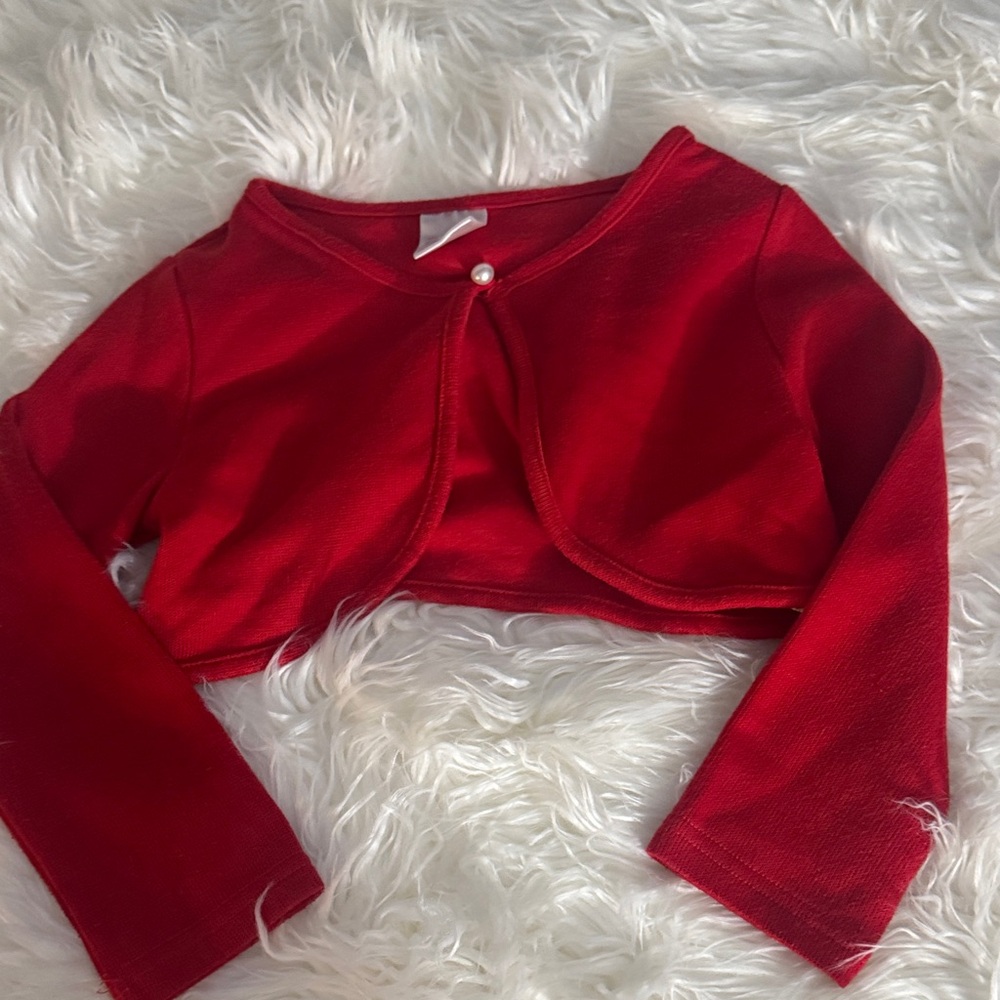Red Cropped Cardigan